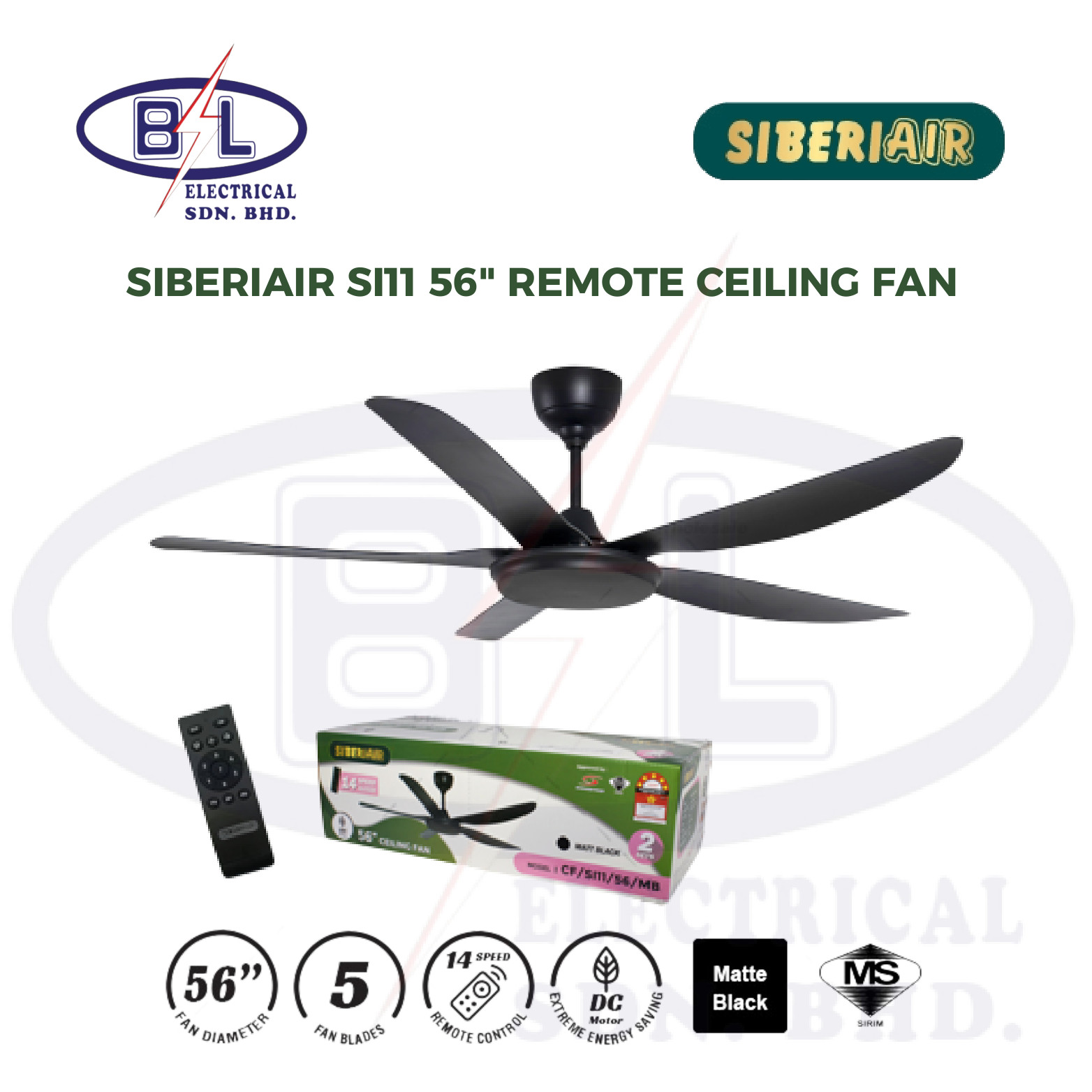 Siberiair Si11 56 Remote Ceiling Fan